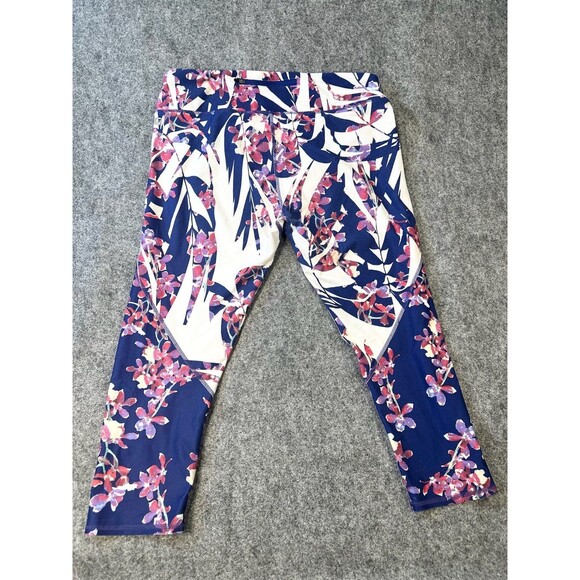 Fabletics Leggings WMNS L Floral High-Waist PowerHold Pink Blue White Active - Picture 3 of 8